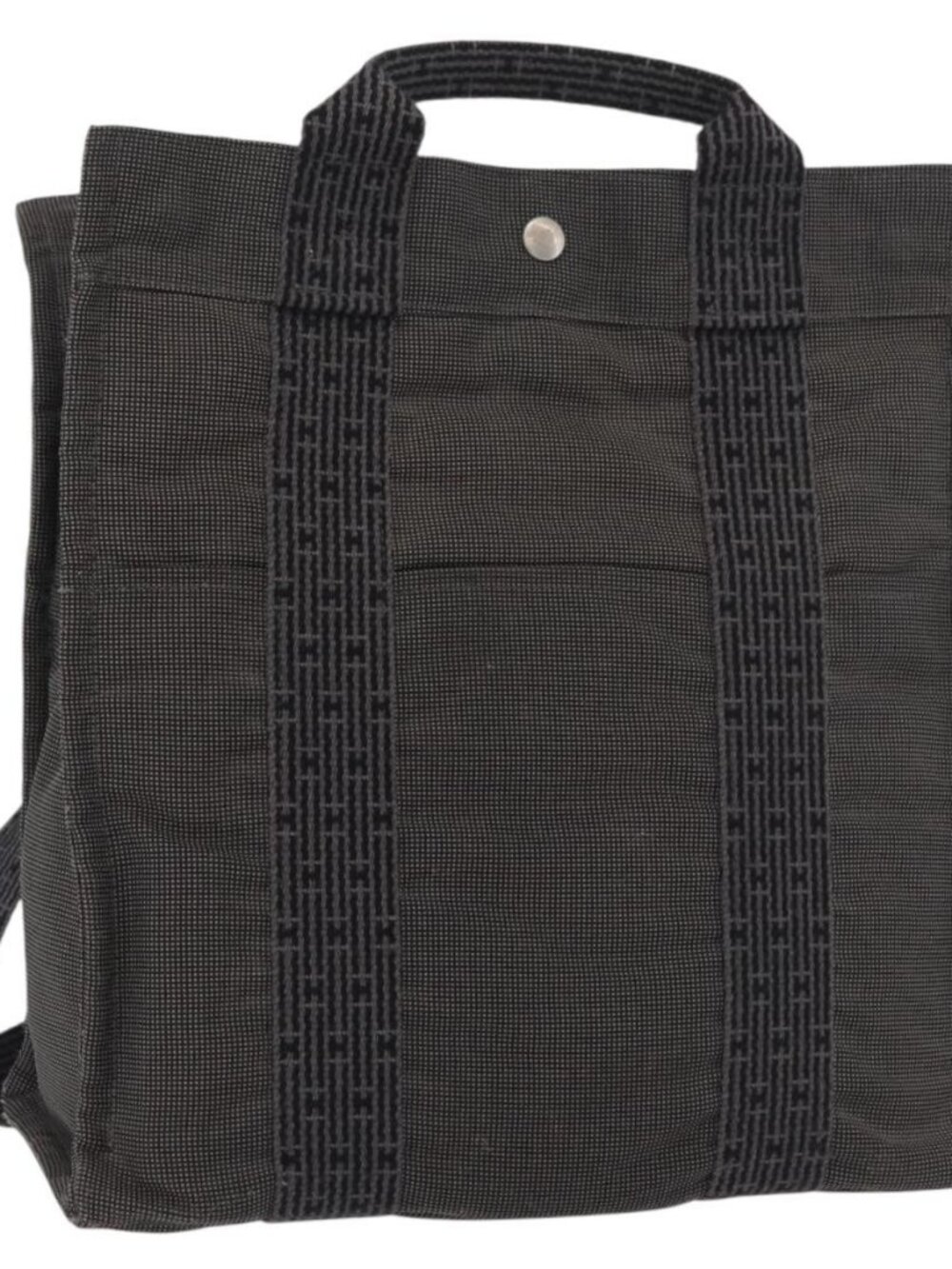 HERMES Her Line Backpack Canvas Gray Silver Auth BA12638A